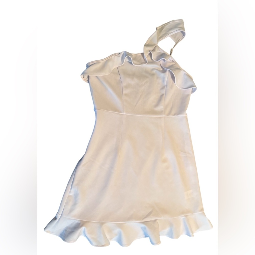 One-Shoulder Ruffled White Dress - Picture 1 of 3